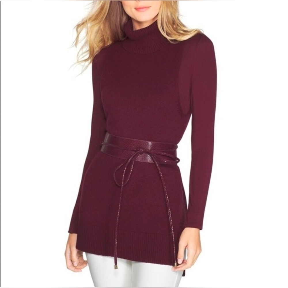 WHBM Suede/Snake Print Obi Burgundy Belt